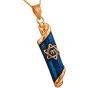 goldfill blue mezuzah pendant