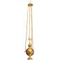 Hanging Brass Incense Burner from Jerusalem with Cross - 9" high with 19" Chain - Open
