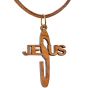Olive Wood Jesus Cross Necklace