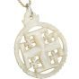 Mother of Pearl 'Jerusalem Cross' in a circle Pendant