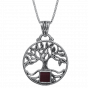 Nano Bible Necklace Silver Round Tree of Life