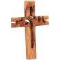 'Jesus Cross' in Olive Wood - Hand Made in the Holy Land - angle view