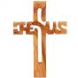 'Jesus Cross' in Olive Wood - Hand Made in the Holy Land - front
