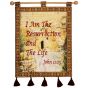 I AM THE RESURRECTION AND THE LIFE (John 11:25) Garden Tomb Jerusalem Wall Hanging - Burgundy