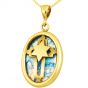 Roman Glass Oval 'Star of David with Cross' Messianic Pendant - 14k Gold - Made in the Holy Land