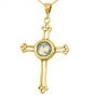 Roman Glass 'Cross' Pendant - 14k Yellow Gold - Made in the Holy Land