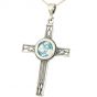 Roman Glass Perforated 'Cross' Pendant - 925 Sterling Silver - Made in the Holy Land