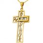 Roman Glass 'Trinity Cross' Pendant - 14k Gold - Made in the Holy Land