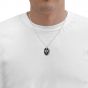Nano 24k Gold "Shema Yisrael" in Hebrew Scripture Inscribed on Onyx - Sterling Silver 'Star of David' Oval Necklace - Man