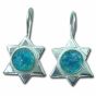 Sterling Silver and Roman Glass Star of David Earrings 