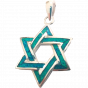 Sterling Silver Synthetic Opal Star of David Pendant