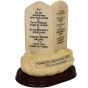 'The Ten Commandments' in English and Hebrew Ornament on Rock Scripture Display base - 7 inch - Side view