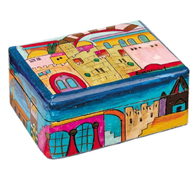 Yair Emanuel Hand-Painted Jewelry Box - Jerusalem (small)
